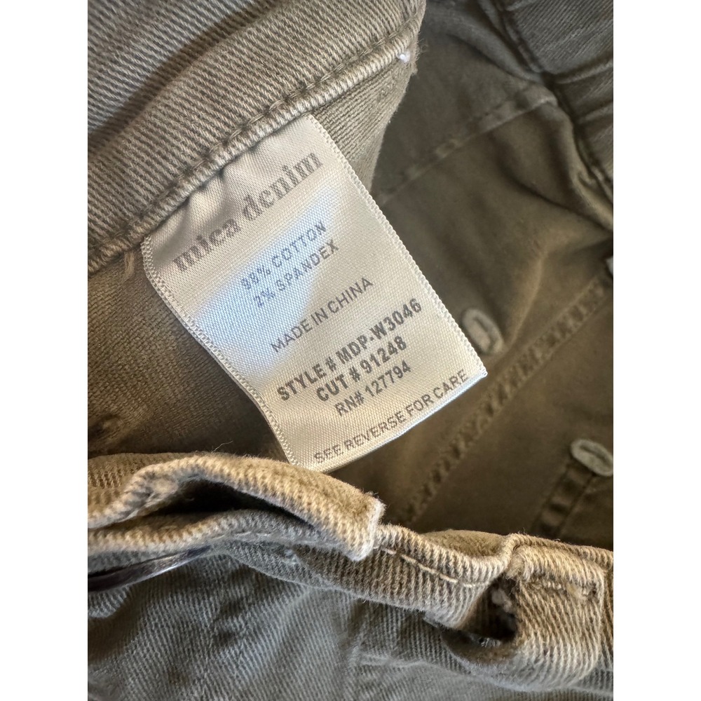 Mica Denim Women Olive Green Cropped Utility Cargo Pants Bungee Hem Size 26 - Picture 6 of 7